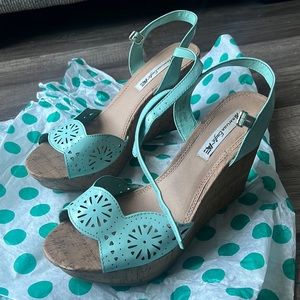 Turquoise Summer Wedge Heels